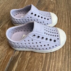 Native purple slip on rubber shoe size 8